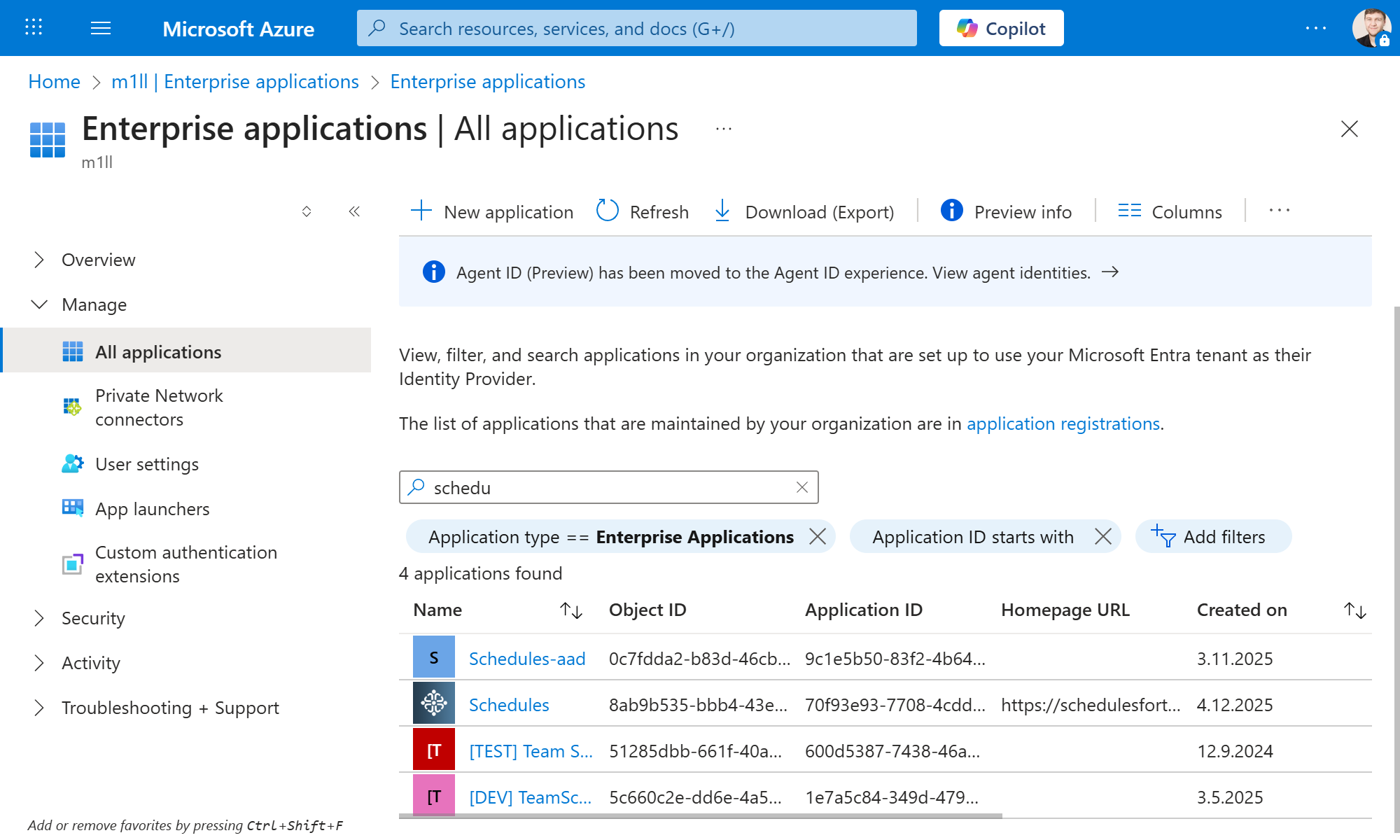 Enterprise applications list