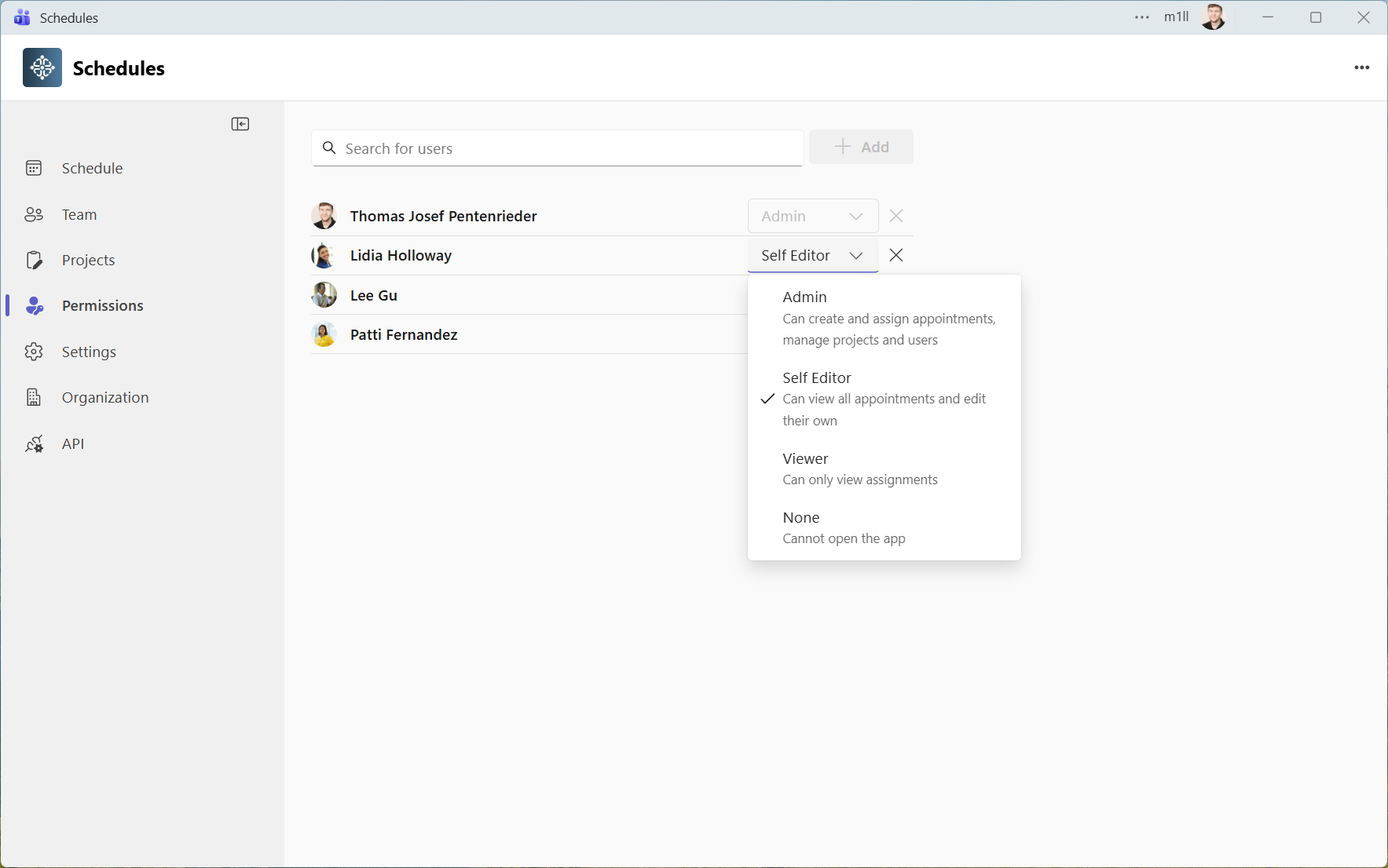 Permissions management